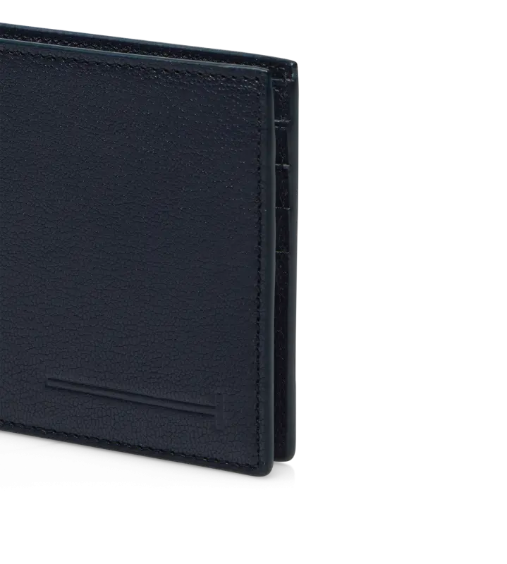 SUPPLE GRAIN LEATHER ELONGATED T LINE CLASSIC BIFOLD WALLET NAVY online